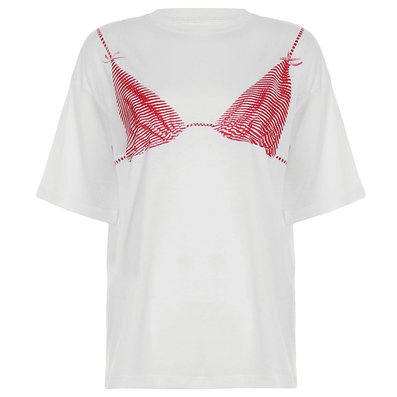 Damer lösa T-shirt med grafisk bikini-print Mirla-Eva Jonsson