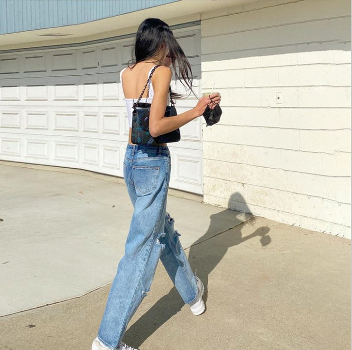 Damer lösa högmidjade förstörda jeans Mirla-Eva Jonsson