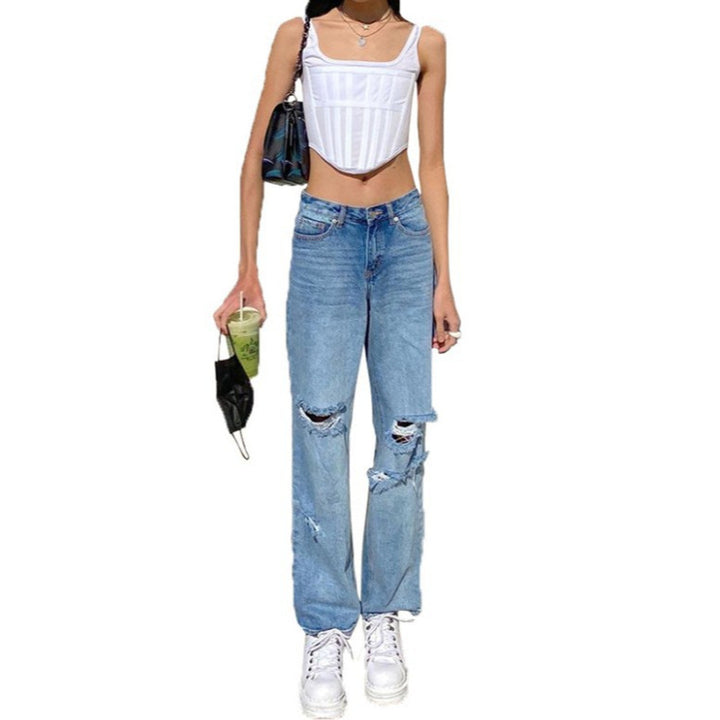 Damer lösa högmidjade förstörda jeans Mirla-Eva Jonsson