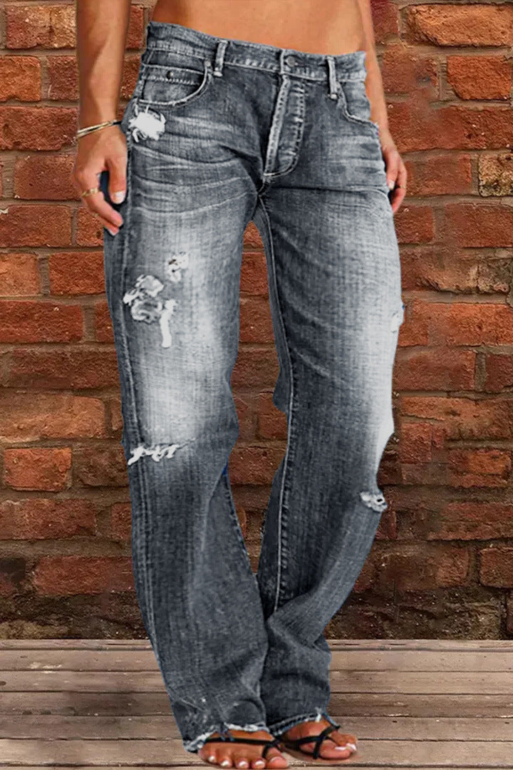 Damer lösa jeans i used-look Mirla-Eva Jonsson