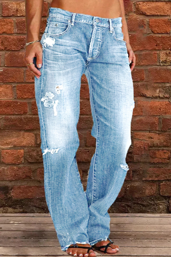 Damer lösa jeans i used-look Mirla-Eva Jonsson