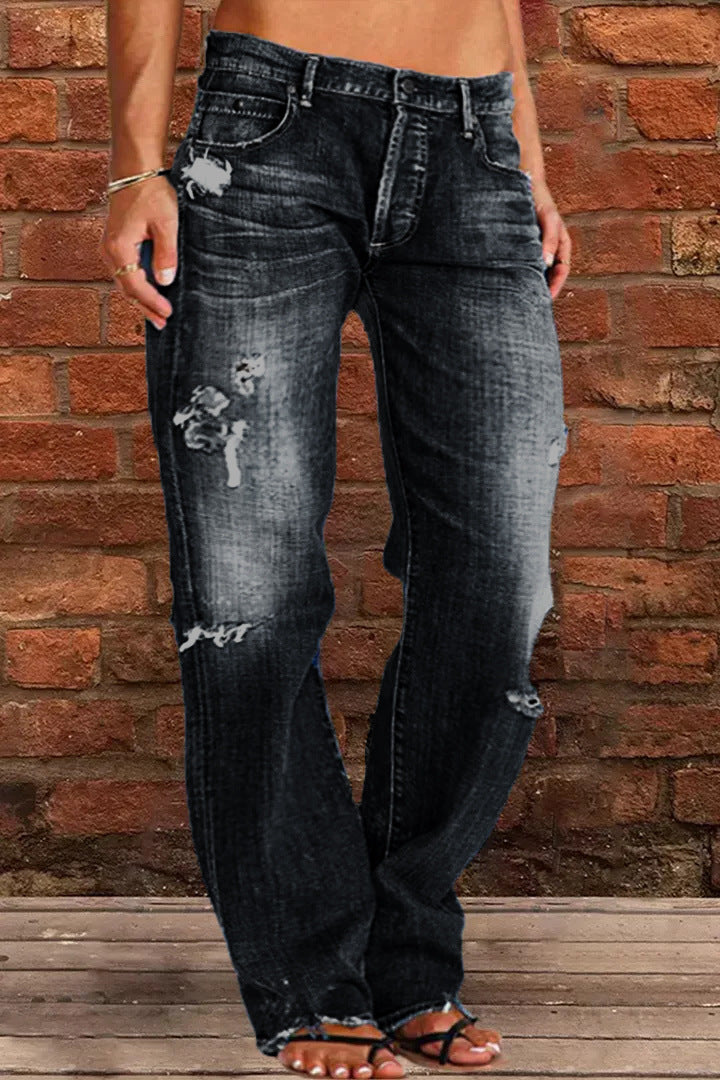 Damer lösa jeans i used-look Mirla-Eva Jonsson