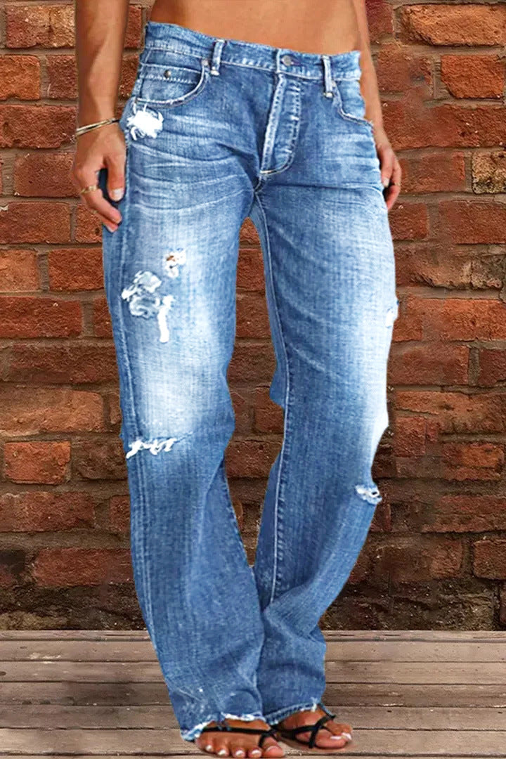Damer lösa jeans i used-look Mirla-Eva Jonsson