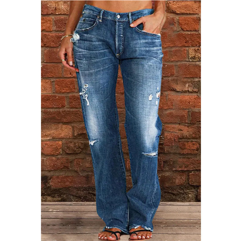 Damer lösa jeans i used-look Mirla-Eva Jonsson