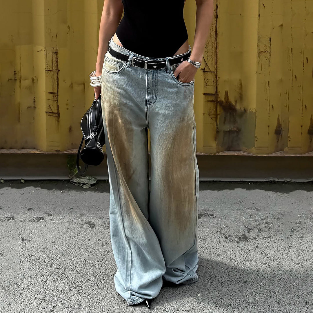 Damer lösa jeans med unik vintage-tvätt Mirla-Eva Jonsson