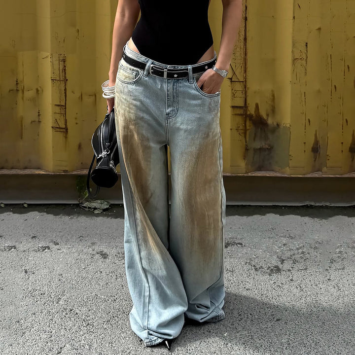 Damer lösa jeans med unik vintage-tvätt Mirla-Eva Jonsson