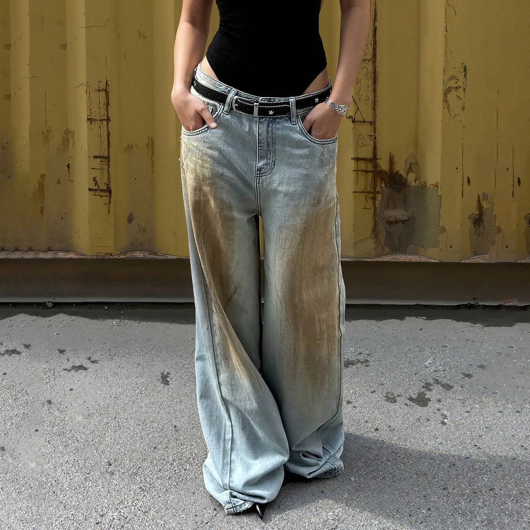 Damer lösa jeans med unik vintage-tvätt Mirla-Eva Jonsson