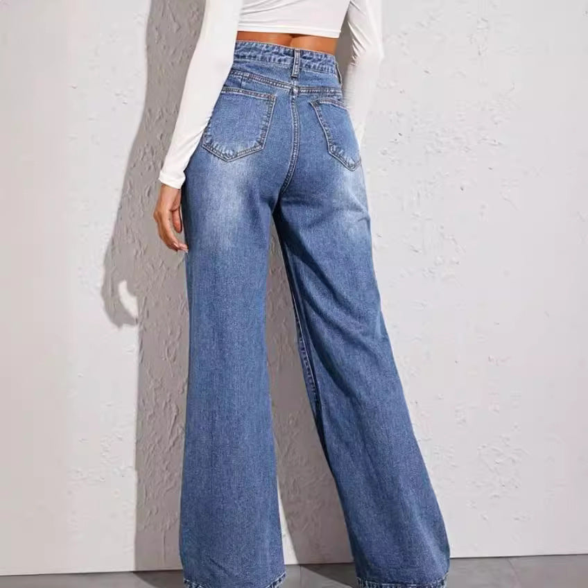 Damer löst skuren High-Waist Jeans i casual look Mirla-Eva Jonsson