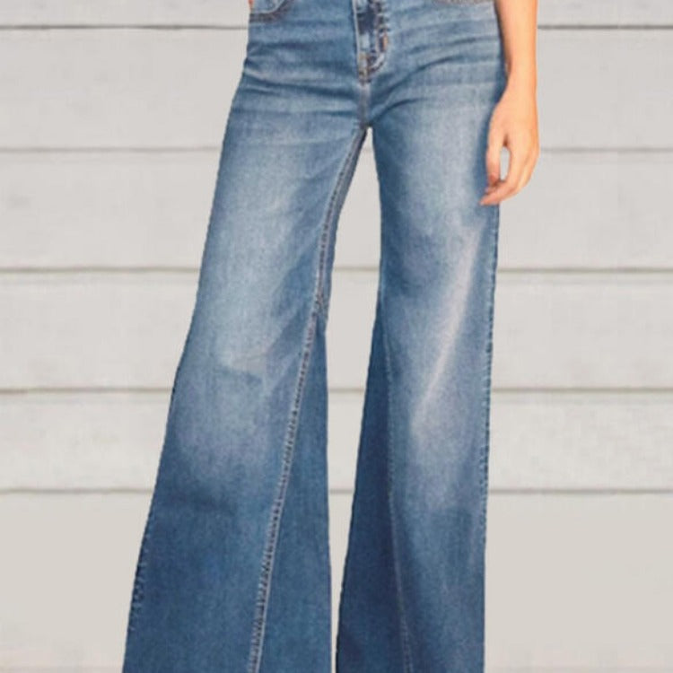 Damer löst skuren denimbyxor med hög midja Mirla-Eva Jonsson