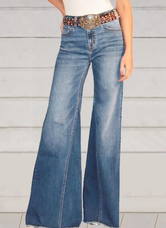 Damer löst skuren denimbyxor med hög midja Mirla-Eva Jonsson