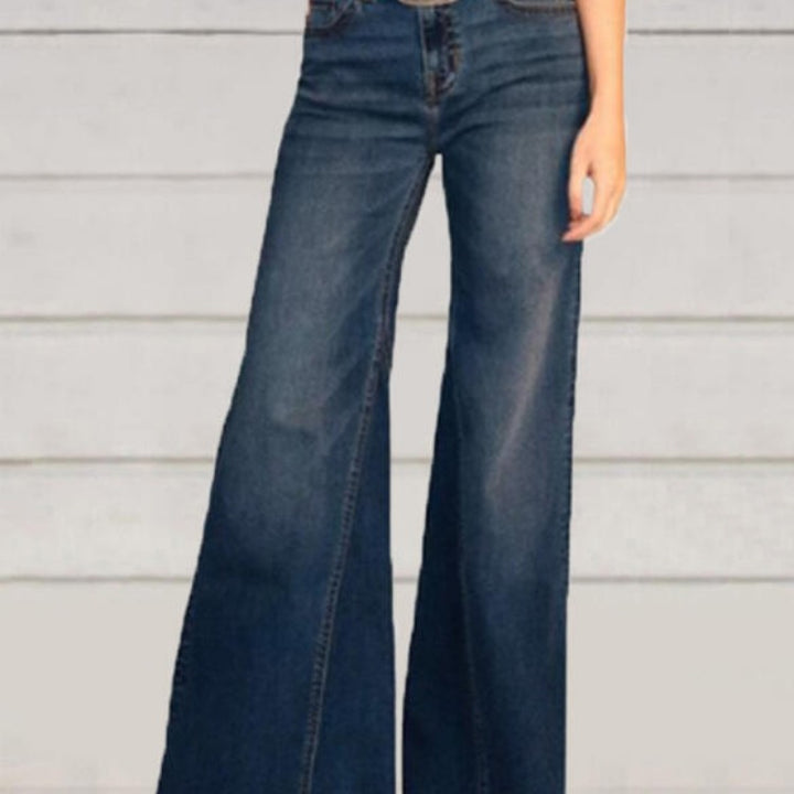Damer löst skuren denimbyxor med hög midja Mirla-Eva Jonsson