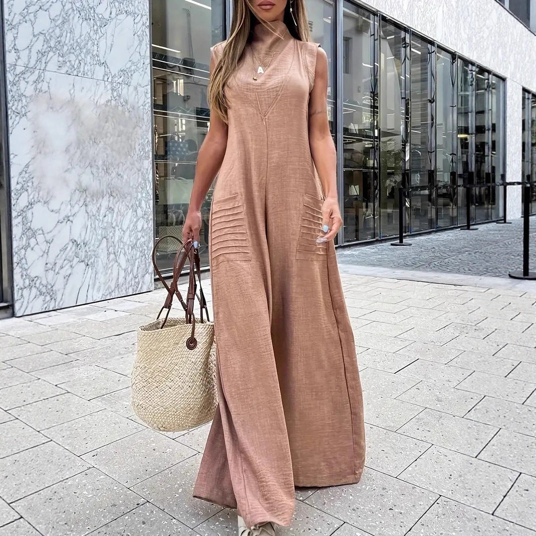 Damer luftig Maxijumpsuit med dekorativa veck och sidfickor Mirla-Eva Jonsson