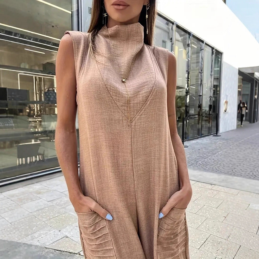 Damer luftig Maxijumpsuit med dekorativa veck och sidfickor Mirla-Eva Jonsson