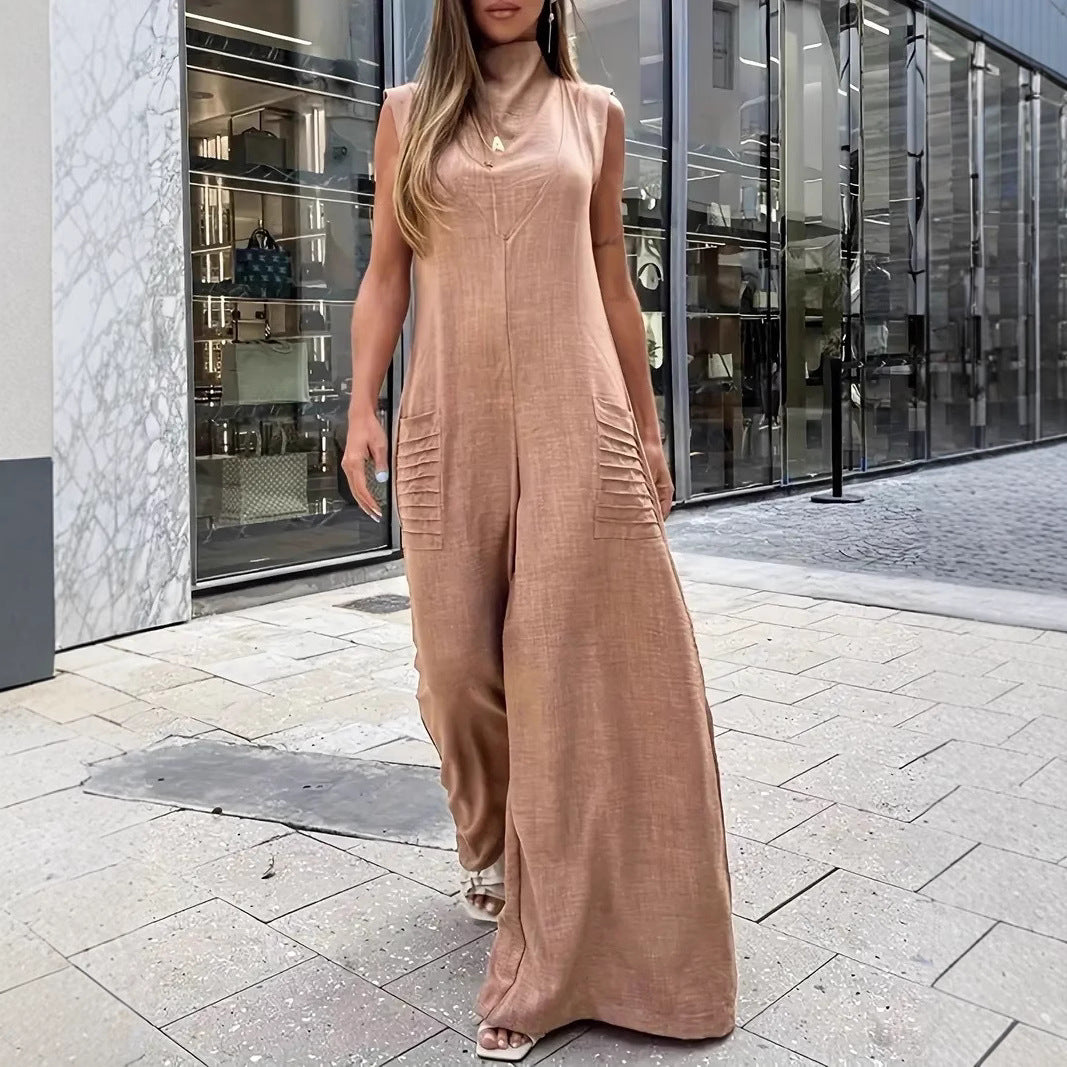 Damer luftig Maxijumpsuit med dekorativa veck och sidfickor Mirla-Eva Jonsson
