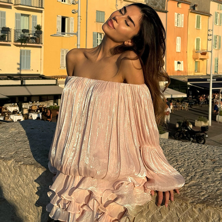 Damer luftig Off-Shoulder klänning med volangsnitt Mirla-Eva Jonsson