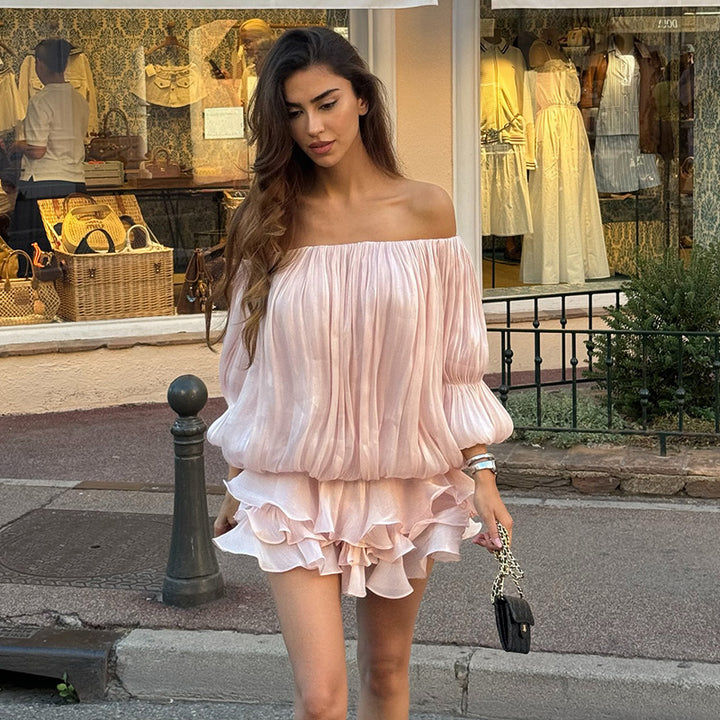 Damer luftig Off-Shoulder klänning med volangsnitt Mirla-Eva Jonsson