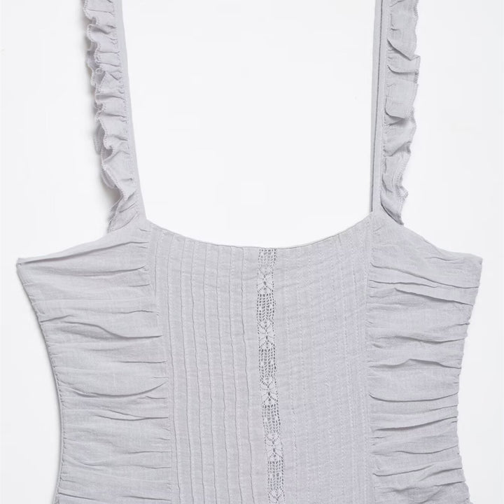 Damer luftig babydoll-klänning med volangdetaljer och elastisk midja Mirla-Eva Jonsson