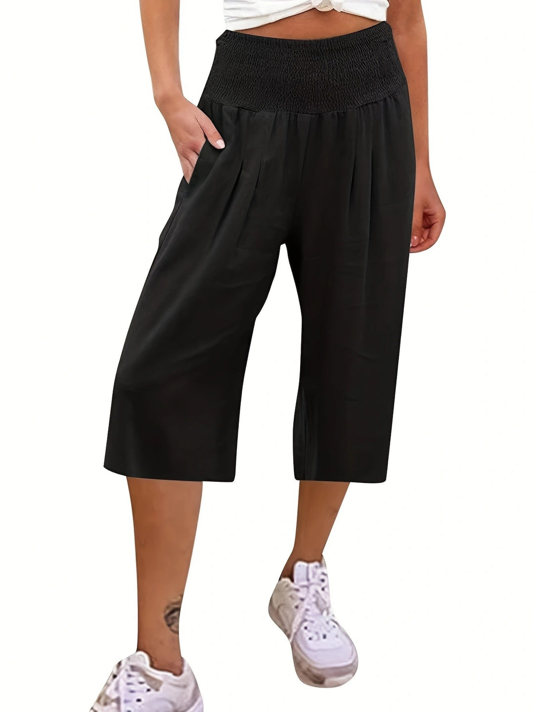 Damer luftig culotte med elastisk midja och fickor Eva Jonsson-Eva Jonsson