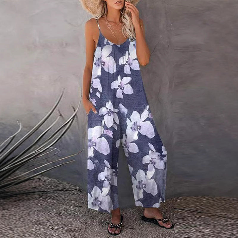 Damer luftig jumpsuit med blommönster och sidofickor Mirla-Eva Jonsson