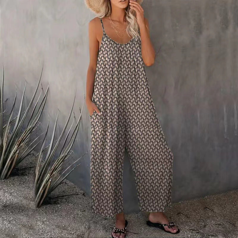 Damer luftig jumpsuit med blommönster och sidofickor Mirla-Eva Jonsson