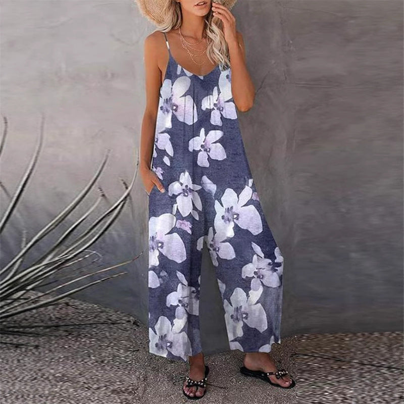 Damer luftig jumpsuit med blommönster och sidofickor Mirla-Eva Jonsson