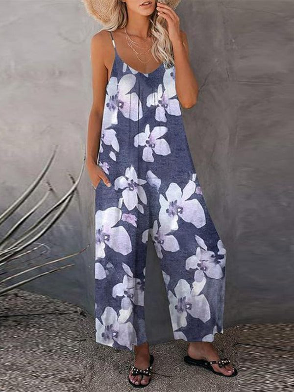Damer luftig jumpsuit med blommönster och sidofickor Mirla-Eva Jonsson