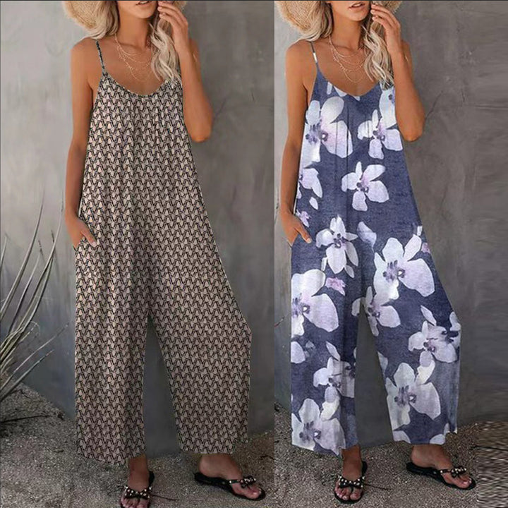Damer luftig jumpsuit med blommönster och sidofickor Mirla-Eva Jonsson