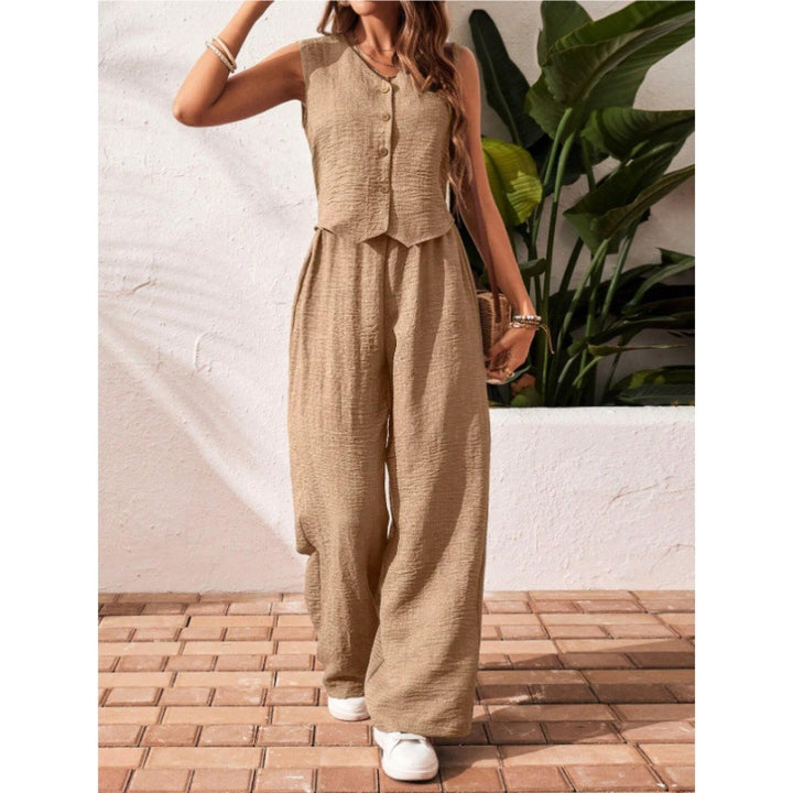 Damer luftig jumpsuit med knapbar överdel och vida ben Mirla-Eva Jonsson