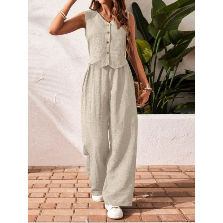 Damer luftig jumpsuit med knapbar överdel och vida ben Mirla-Eva Jonsson