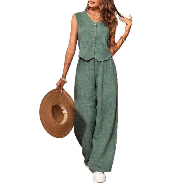 Damer luftig jumpsuit med knapbar överdel och vida ben Mirla-Eva Jonsson