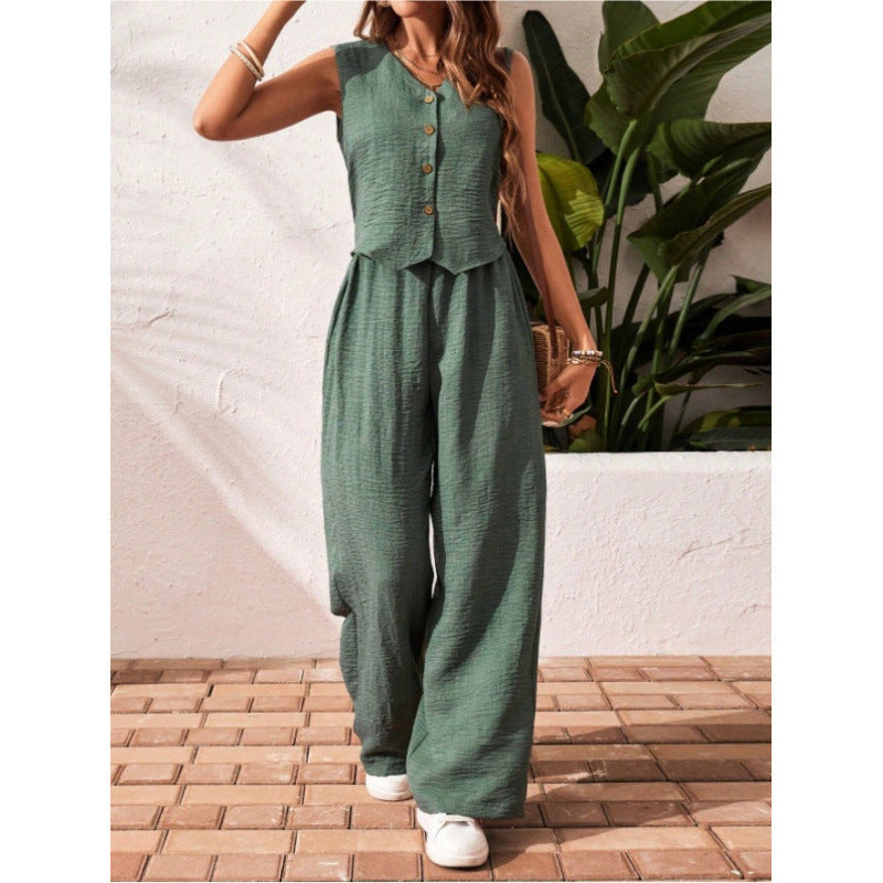 Damer luftig jumpsuit med knapbar överdel och vida ben Mirla-Eva Jonsson