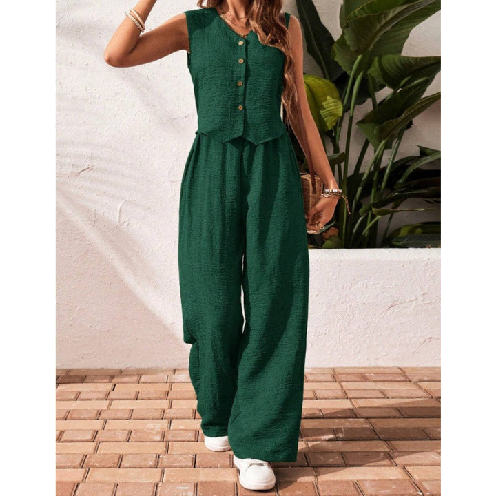 Damer luftig jumpsuit med knapbar överdel och vida ben Mirla-Eva Jonsson