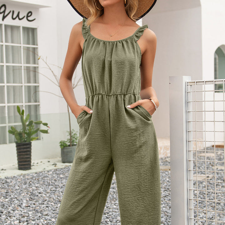 Damer luftig jumpsuit med volangkanter och figursydd midja Eva Jonsson-Eva Jonsson