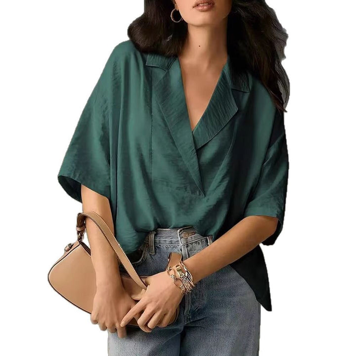 Damer luftig kortärmad blus i modern oversized-kot Eva Jonsson-Eva Jonsson