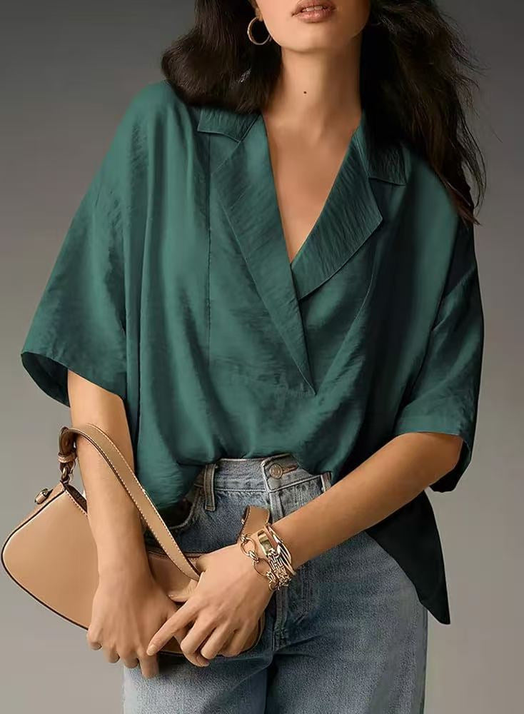 Damer luftig kortärmad blus i modern oversized-kot Eva Jonsson-Eva Jonsson