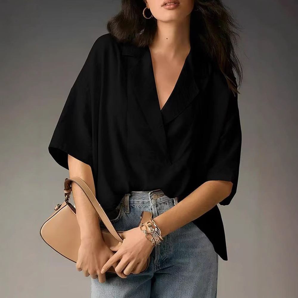 Damer luftig kortärmad blus i modern oversized-kot Mirla-Eva Jonsson