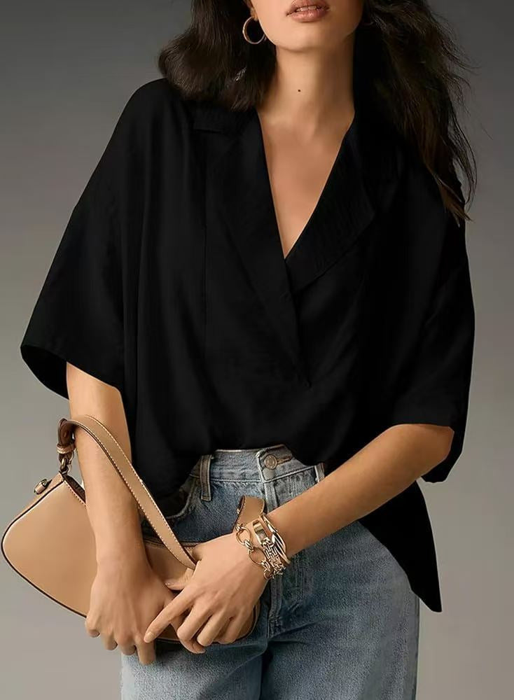 Damer luftig kortärmad blus i modern oversized-kot Mirla-Eva Jonsson