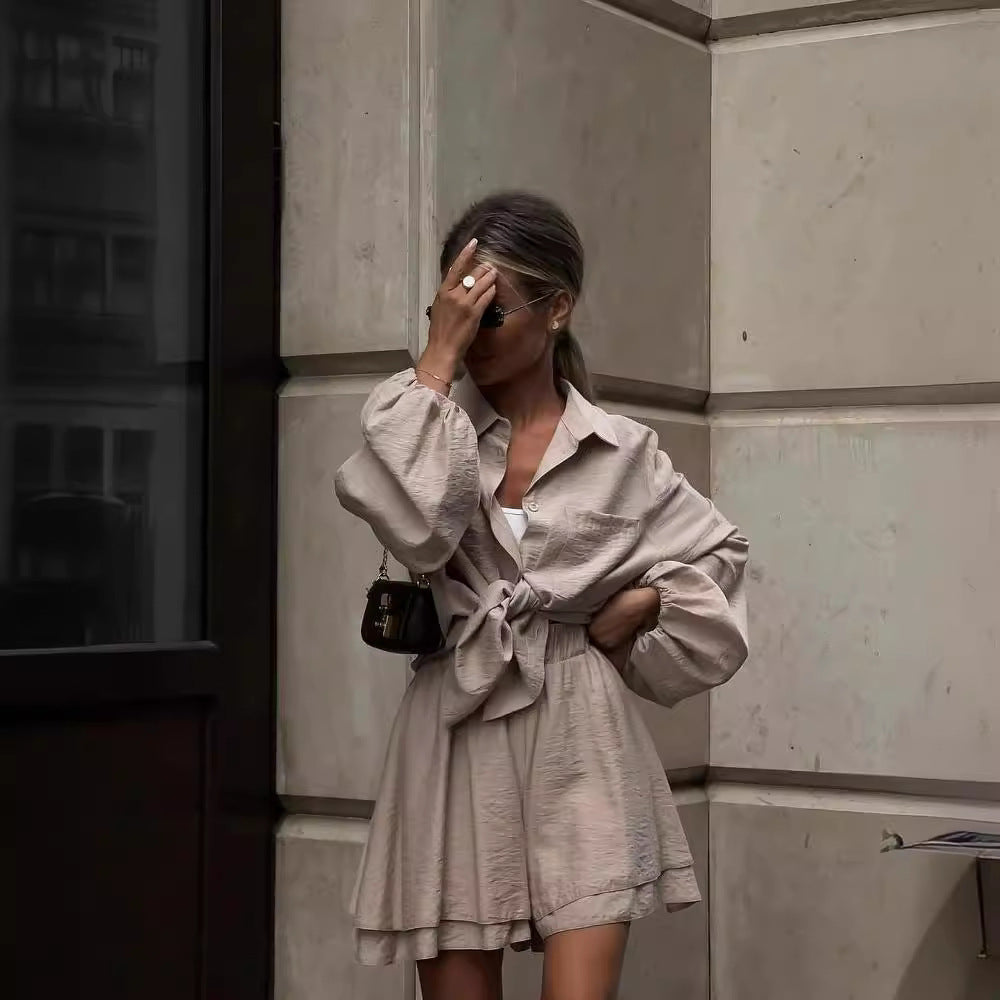 Damer luftig kortärmad skjorta och shorts ensemble Mirla-Eva Jonsson