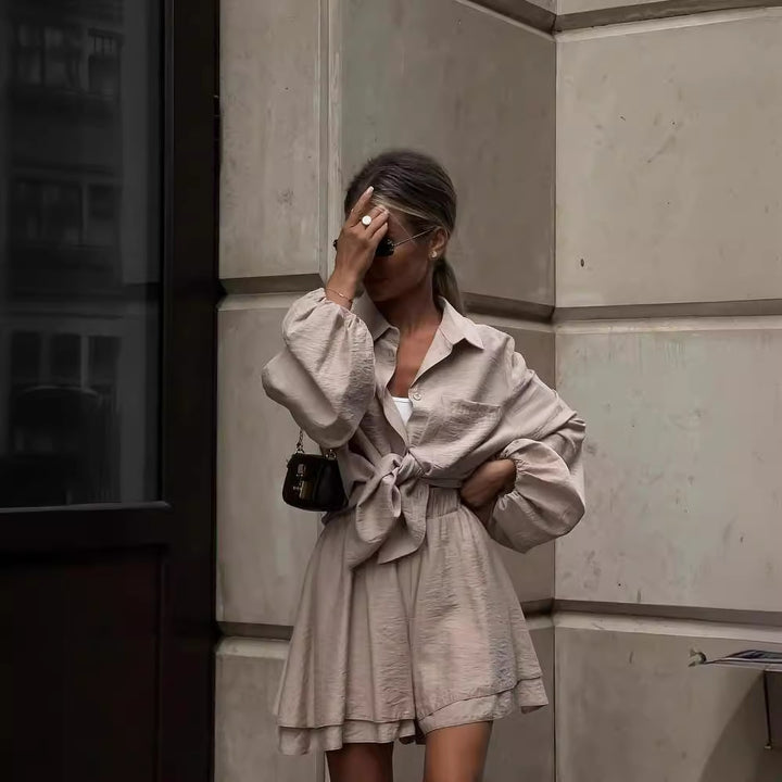 Damer luftig kortärmad skjorta och shorts ensemble Mirla-Eva Jonsson