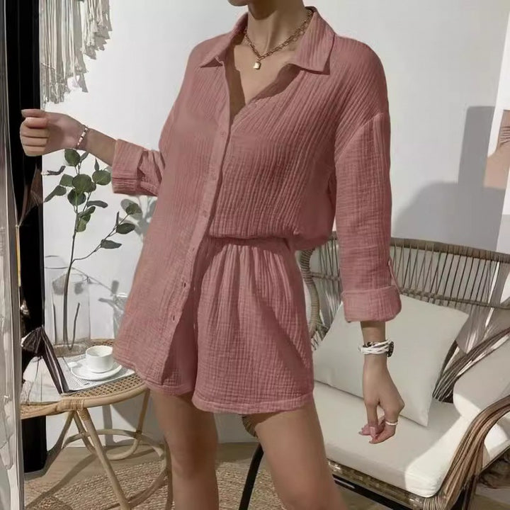 Damer luftig kortärmad skjorta och shorts-set Mirla-Eva Jonsson
