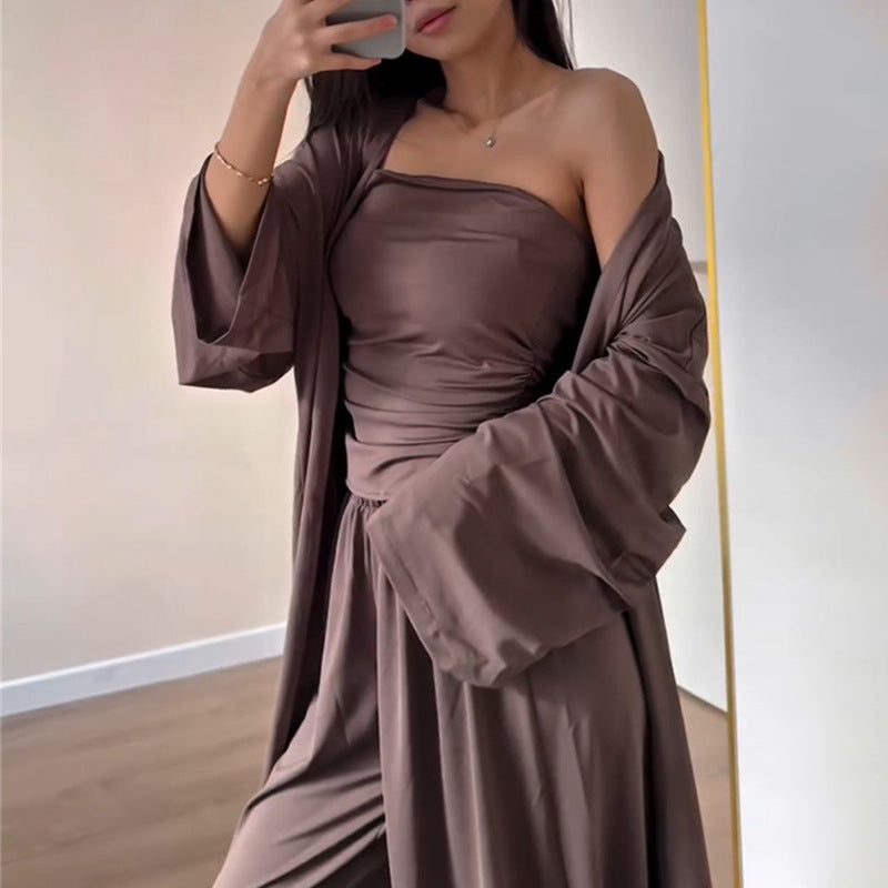 Damer luftig loungewear-set med lång kimono Mirla-Eva Jonsson