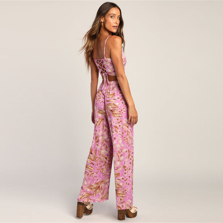 Damer luftig sommaroutfit med blommönster Mirla-Eva Jonsson