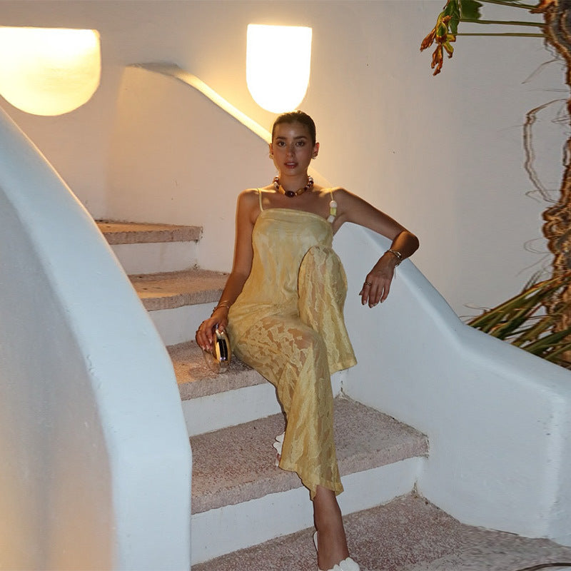 Damer luftig spaghetti-straps blus med spets Eva Jonsson-Eva Jonsson
