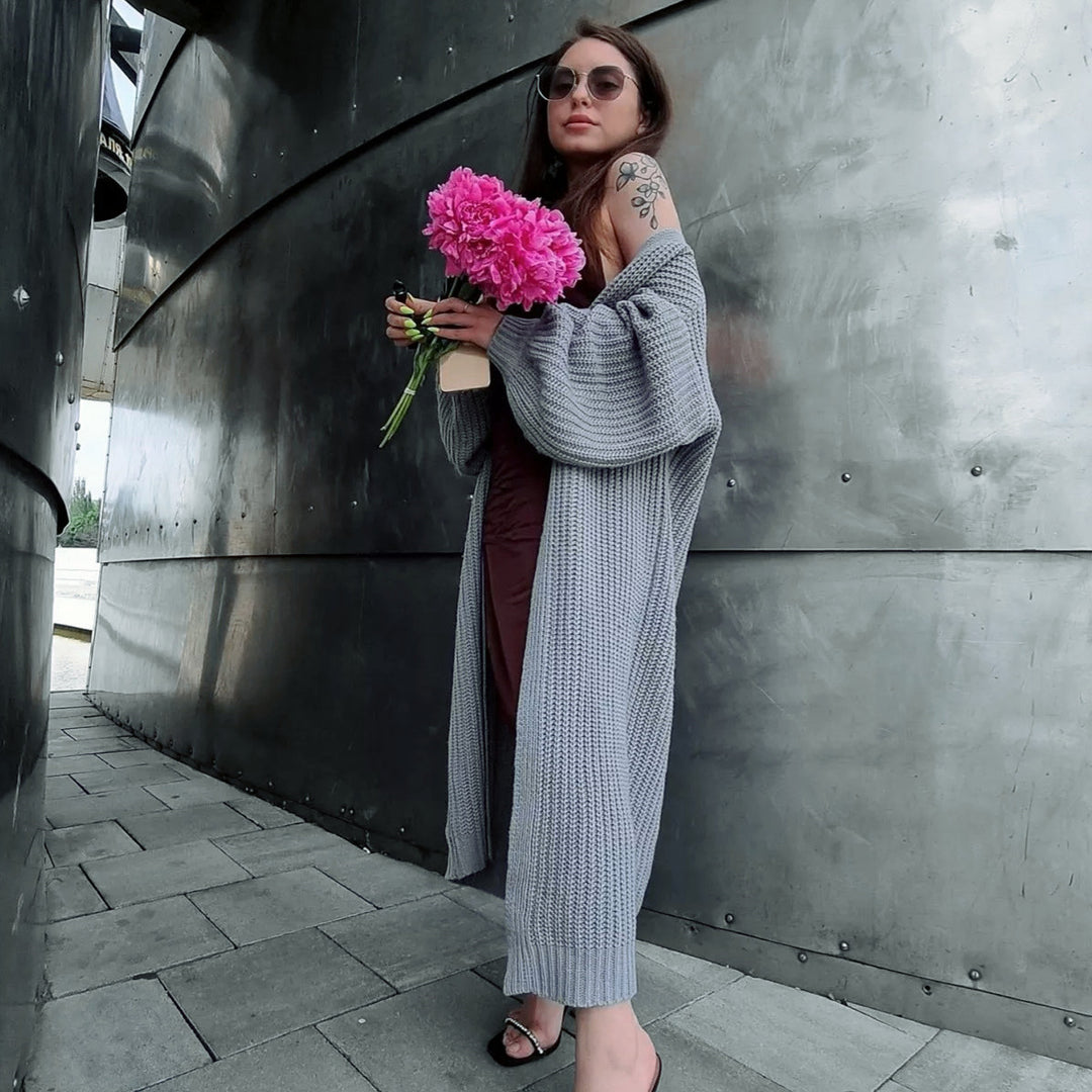 Damer luftig stickad cardigan med vida ärmar Mirla-Eva Jonsson