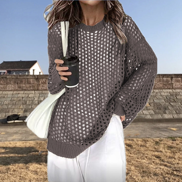 Damer luftig stickad tröja med modern nätstruktur Eva Jonsson-Eva Jonsson