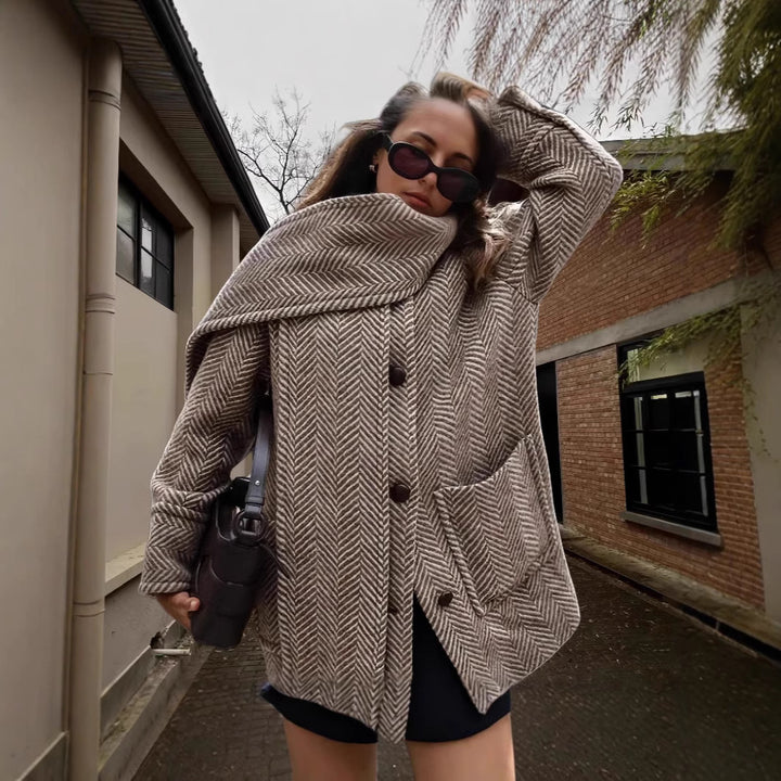 Damer lyx oversize-jacka med strukturerad design Mirla-Eva Jonsson
