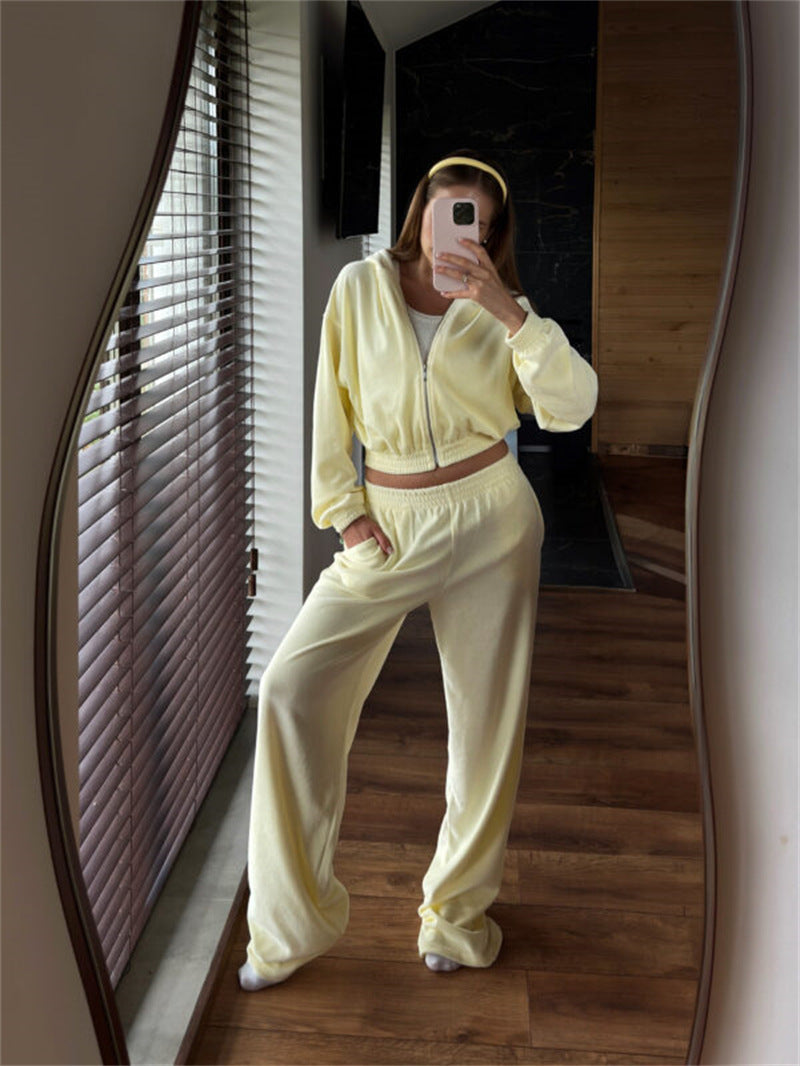 Damer lyxig fleece-cropped-set med dragsko Eva Jonsson-Eva Jonsson