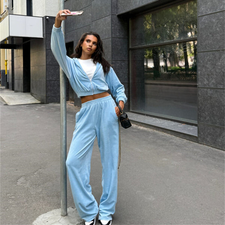 Damer lyxig fleece-cropped-set med dragsko Eva Jonsson-Eva Jonsson