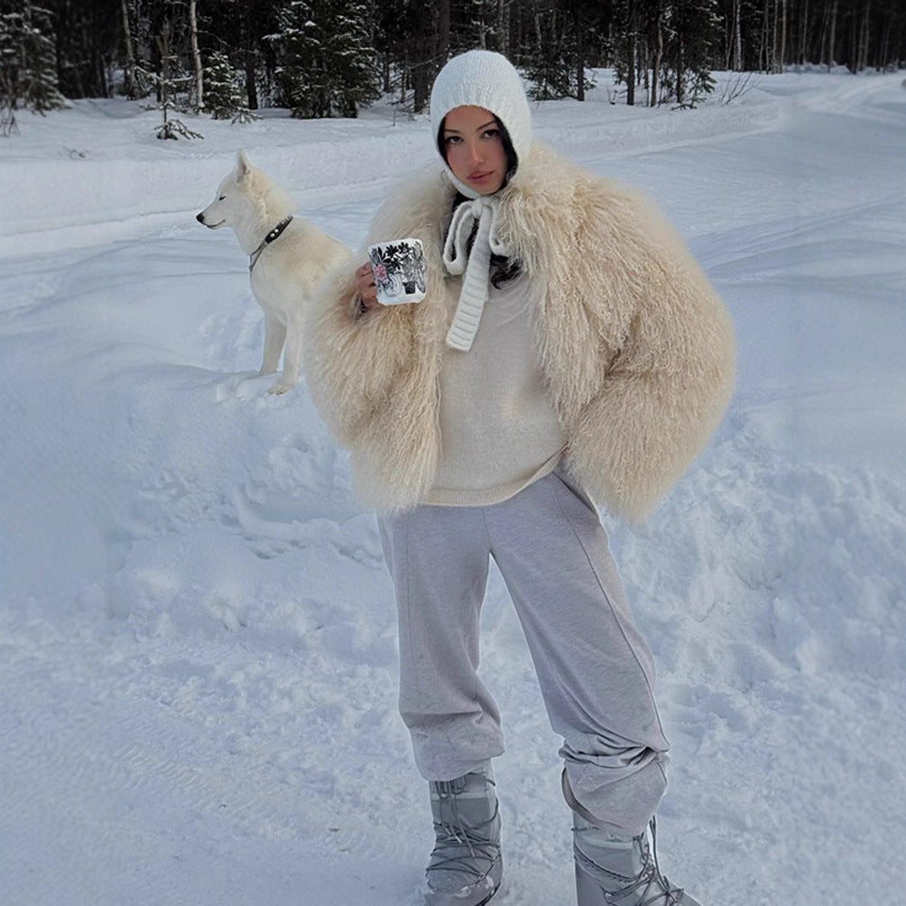 Damer lyxig konstpälsjacka med voluminösa ärmar Mirla-Eva Jonsson