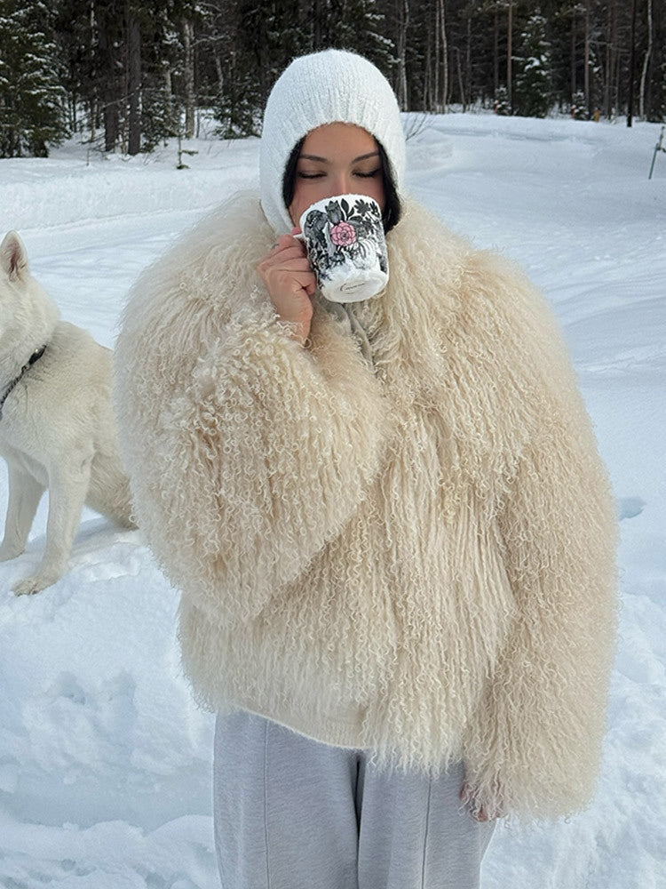 Damer lyxig konstpälsjacka med voluminösa ärmar Mirla-Eva Jonsson
